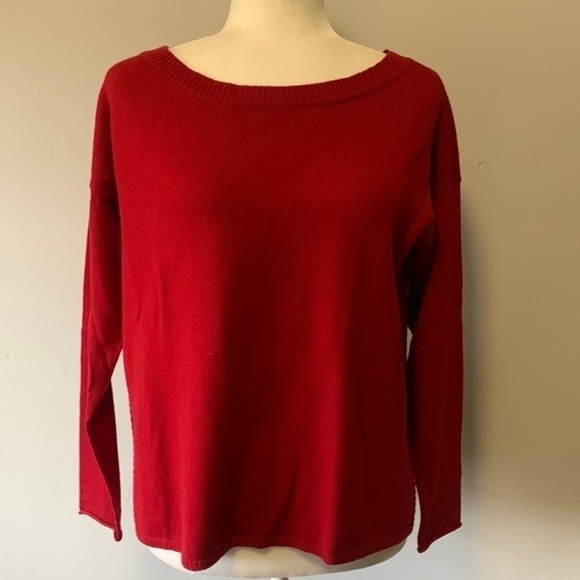 Eileen Fisher red sweater pullover shirt top  in size Small - Picture 2 of 9